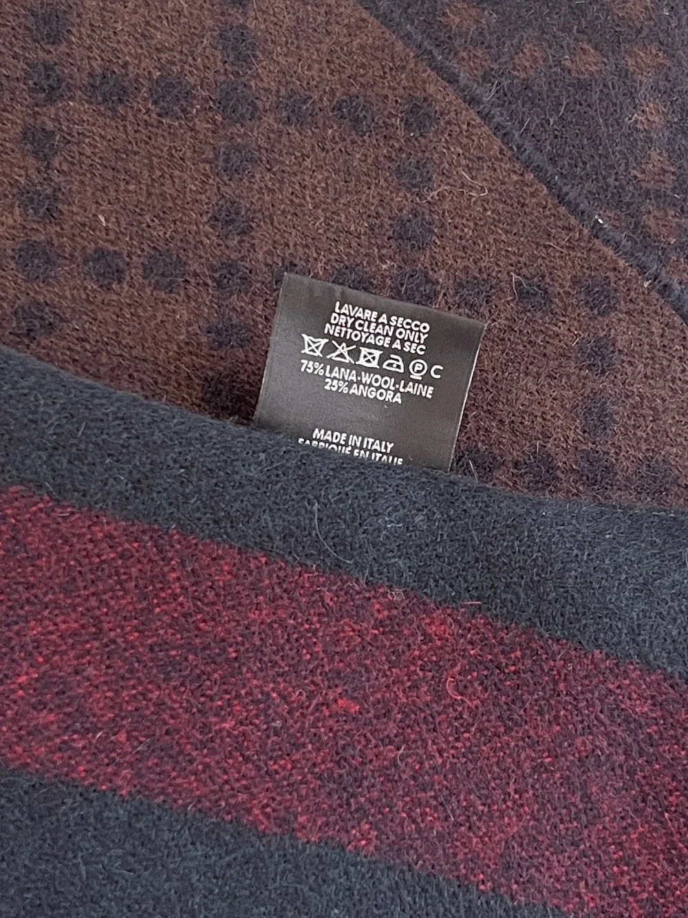 Gucci Brown Monogram Scarf with Red & Green Stripes